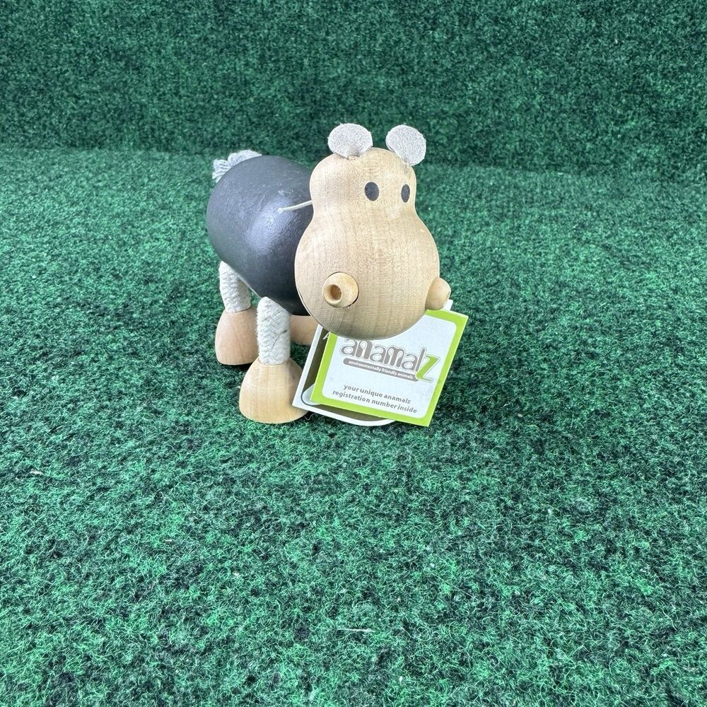 NEW AnamalZ Hippopotamus Poseable Wood Wooden Figure Hippo - Preschool Steiner